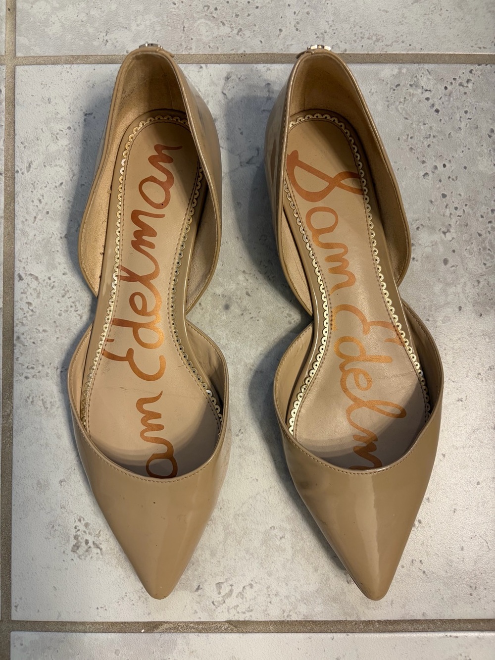 ✨Sam Edelman | Nude Patent Pointed-Toe D'Orsay Flats | Sz 8.5